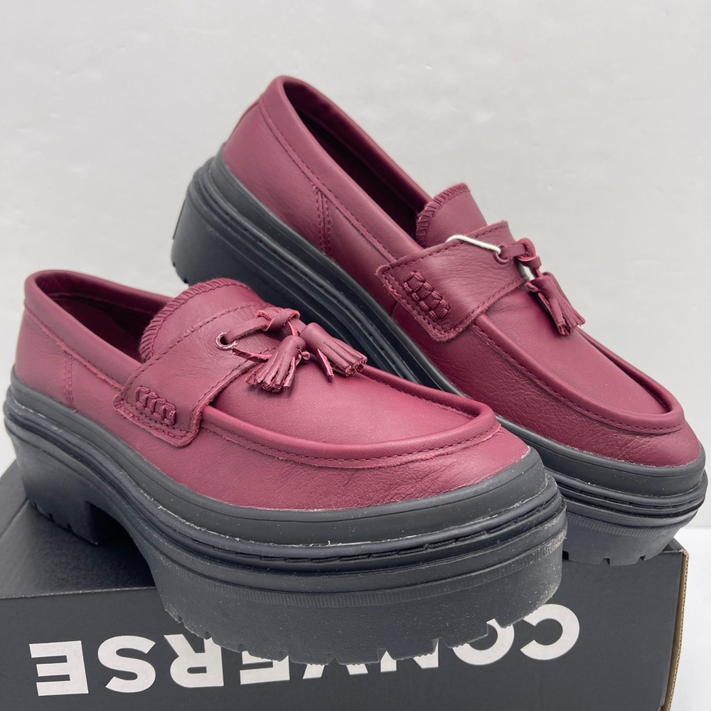 Converse Women's Burgundy Platform Loafers - Picture 4 of 16